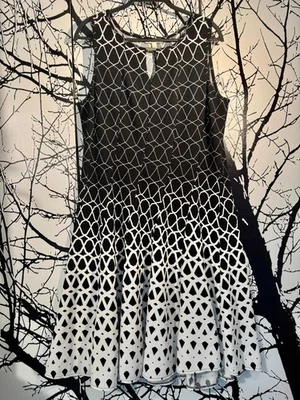 Vestido Haani Talla 2X XXL Blanco y Negro Sin Mangas Ajuste y Estilo Cuello Cerradura Foto 1 de 4