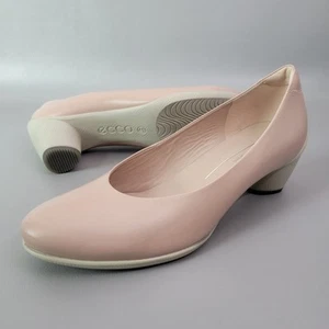 ECCO Sculptured 45 Leather Block Heeled Pump Pink EU 41 US 10 Comfort - Picture 1 of 13