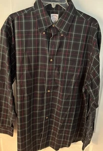 Camisa Brooks Brothers Hombre Manga Larga Azul Verde Cuadros Grande Sin Hierro Algodón - Imagen 1 de 7