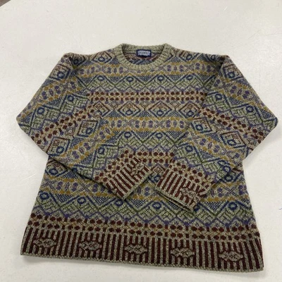 Lands End Shetland Wool Sweater Crewneck Multicolor Men’s Scotland Large - Image 1 of 4