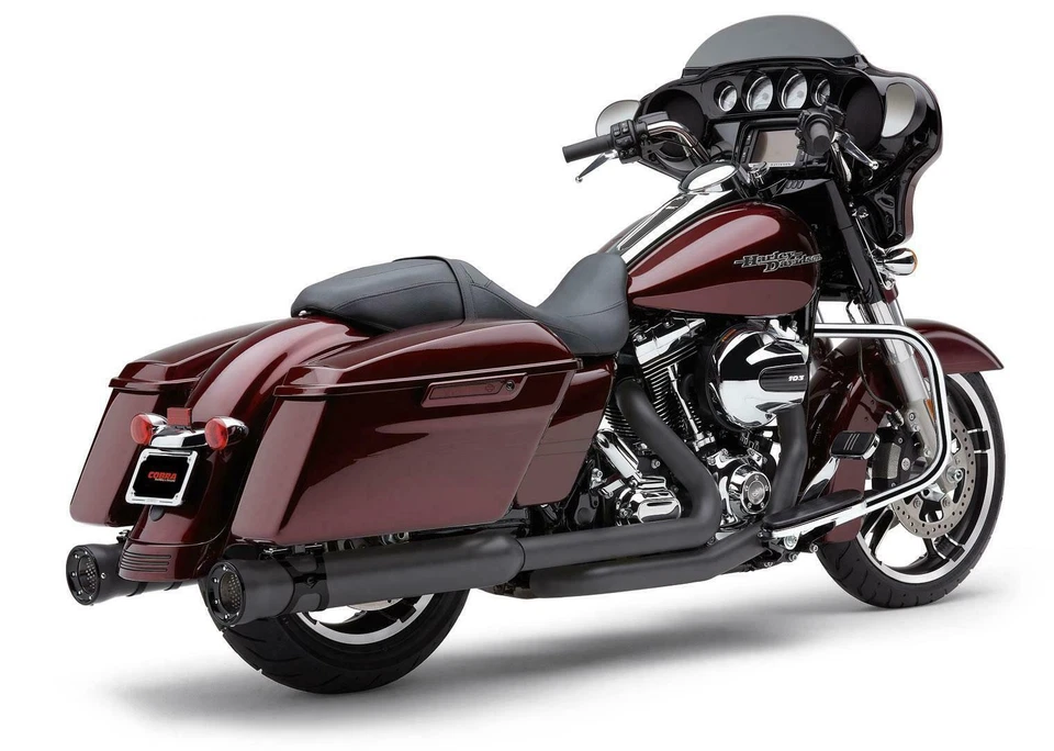 6216RB 全新 COBRA 4 英寸 RACEPRO MUFFLERS 黑色 适合 2017 - 2025 哈雷巡回赛模型 — 第 1/1 张图片