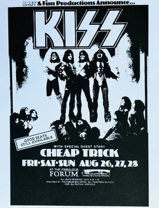 Kiss + Cheap Trick flyer for Los Angeles Forum 8/26-28/77 - Picture 1 of 2