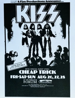 Kiss + Cheap Trick flyer for Los Angeles Forum 8/26-28/77 - Image 1 of 2