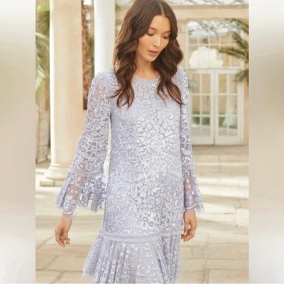 Needle & Thread Annie Sequin Tiered Mini Dress Size 6 - Imagem 1 de 4