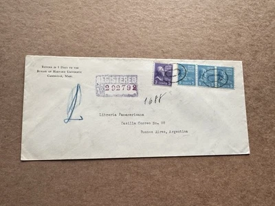 US 1941 Prexy Cover to Argentina (457) +Bi-Color Franking #807+810 +Harvard Univ - Image 1 of 2