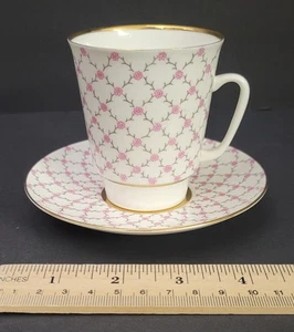 Taza de té y platillo vintage de la URSS café rosa rosebuds LFZ Lomonosov - Imagen 1 de 4
