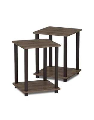 End Table Simplistic Walnut/Brown Rectangle 19.6"H x 15.6"W x 15.6"L (2-Pack) - Image 1 of 4
