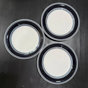 Set Of 4 - MAINSTAYS Banded Cobalt Blue Salad/Dessert Plates 7.25” Beautiful! - Picture 1 of 3