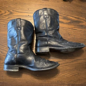 Texas Marke Leder Stiefel Herren Größe 9 D Cowboy abgenutzt Southwestern schwarz - Bild 1 von 10