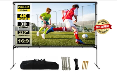 Pantalla De Proyector Con Soporte 120 Pulgadas 16:9 4K HD Portatil Casa Nuevo - Image 1 of 4