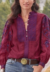 SUNDANCE CATALOG Christiane Embroidered Blouse Size Small - Picture 1 of 15