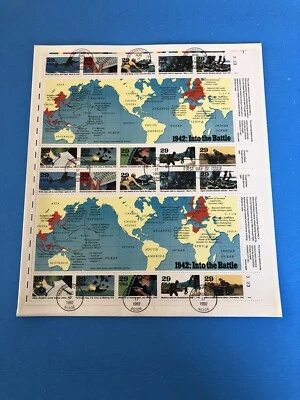 USPS 1942: Into the Battle - 20 Stamp Sheet - First Day of Issue 8/17/92 #46206 - Image 1 of 3