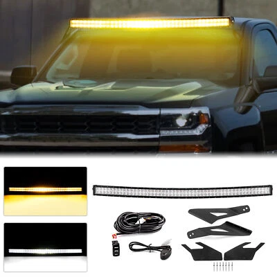 for 14-18 Silverado 1500 2500 3500 Amber/White Strobe 52'' Light Bar Roof Combo - Image 1 of 4