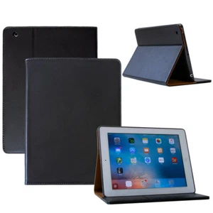 Echt Leder Schutzhülle Apple iPad 2017 Tablet Tasche Cover Case schwarz + Folie - Picture 1 of 12