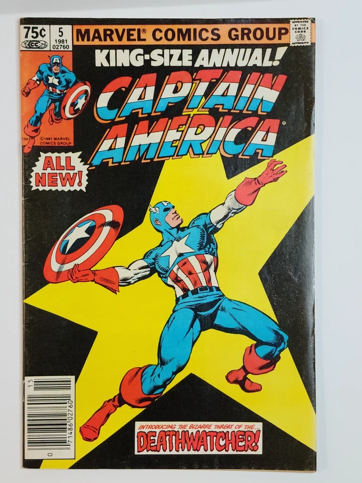 1981 Captain America King Size 5 Newsstand 80s vtg Key Avengers Comic Issue - Изображение 1 из 3