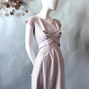 Vintage 1950s Pale Mauve CARLYE Dress I love Lucy Maisel Era Chic sx XS S - Bild 1 von 18