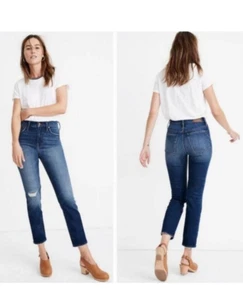 Madewell The Perfect Vintage Crop Jean Dark Wash Distressed Size 29 EUC! - Picture 1 of 8
