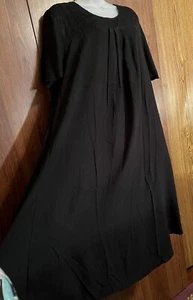 2XL Black New Dress Short Sleeve Abaya Gown Kaftan Cotton Rayon Viscose Fabric - Picture 1 of 8