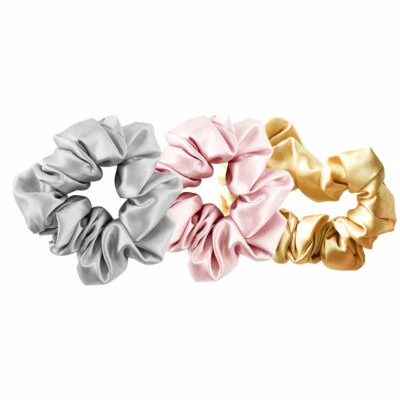 Corbatas elásticas para el cabello de seda Charmeuse 100 % seda 3 piezas accesorios para el cabello  Foto 1 de 4