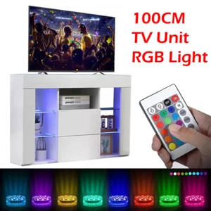 Modern Corner TV Unit TV Stand Entertainment Center Cabinet with RGB Lights - Picture 1 of 11