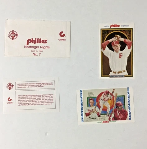 1983 Girard Phillies Perez-Steele Art Postcards Set #7 Grover Alexander Cover