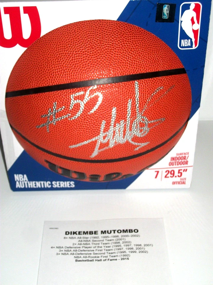 Baloncesto autografiado Dikembe Mutombo HOF Atlanta Hawks 2022 Tristar Foto 1 de 1