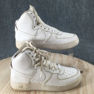 Nike Shoes Youth 5.5 Air Force 1 High Top Sneakers White Leather 653998-100 - Image 1 of 4