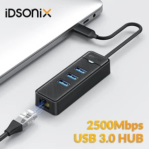 USB-C 3.0 Gigabit Ethernet LAN RJ45 Network Adapter 3-Port HUB 2500Mbps Adapter - Picture 1 of 13