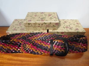 Next Plaited Multicolour Leather Ladies Belt Size 12 14 Woven 1990s Vintage Wide - Picture 1 of 4