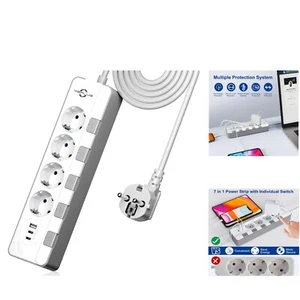 Multifunktionale Steckdosenleiste Überspannungsschutz Kindersicherung USB Typ... - Bild 1 von 2