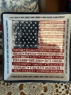 Boston International "Una bandera, una nación" cuadrado de cerámica EE. UU. Plato bandera Foto 1 de 4