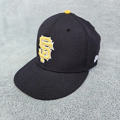 San Francisco Giants Hat New Era 7 1/4 Fitted Navy Blue Gold Baseball Cap Wool  - Image 1 of 4