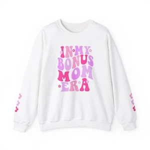 In My Bonus Mom Era Sweatshirt With Flower Sleeve Design - Picture 1 of 7