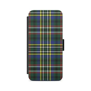 Tartan Green Pattern Scotland Flip Wallet Phone Case - Picture 1 of 4