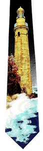 Dark Lighthouse Herren Krawatte Leuchttürme Ozean Schwarz Maritim Schwarz Neck Tie - Bild 1 von 3