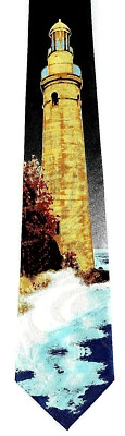 Corbata Dark Lighthouse para hombre faros océano negra náutica corbata negra  Foto 1 de 3