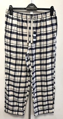 ¡NUEVO! Pantalones de franela de algodón a cuadros azul marino/blanco Crew Clothing Company Foto 1 de 4