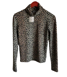 Nuevo Top Pullover Zara Para Mujer Cuello Alto Manga Larga Estampado Animal Talla S - Imagen 1 de 8