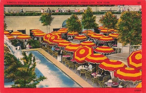 NUEVA YORK CIUDAD NY CAFÉ AL AIRE LIBRE ROCKEFELLER CENTER LINO POSTAL 052425 - Imagen 1 de 2