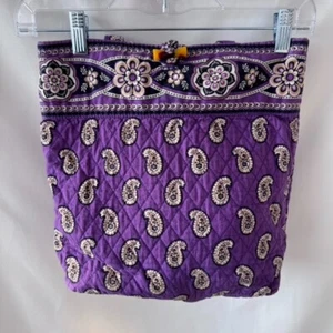 Vera Bradley Medium Tote Purple and Black Paisley Toggle Closure Excellent Cond - Picture 1 of 9