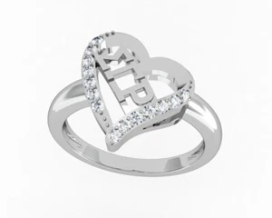 Sigma Gamma Rho Ring, Heart Design, Sterling Silver (SGR-R002) - Picture 1 of 3