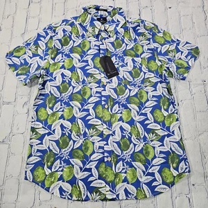 Camisa Ben Sherman PARA HOMBRES TALLA M Abotonada Manga Corta Azul Verde Estampado Floral - Imagen 1 de 10