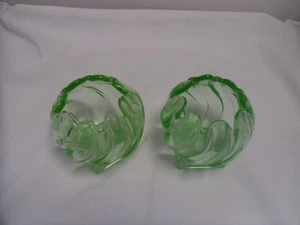 Pair of Bagley Green Glass Vases - Picture 1 of 11