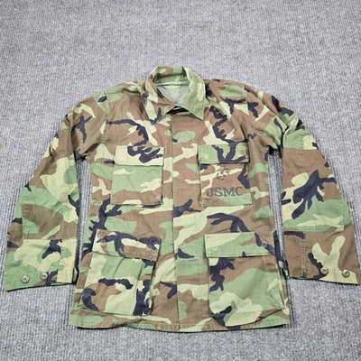 USMC BDU Jacket Shirt Mens Small Short Woodland Camo Combat Coat Field EGA - Image 1 of 4