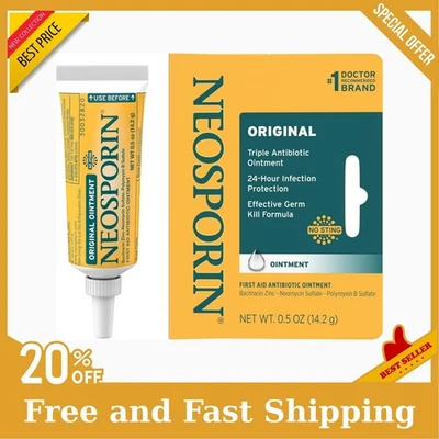 Мазь антибиотик первой помощи Neosporin оригинальная с бацитрацином, 0,5 унции цинка, НОВАЯ - Изображение 1 из 4