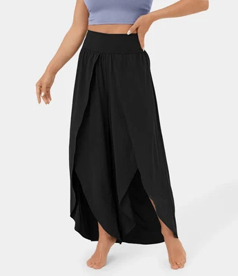 Pantalones de yoga holgados con abertura para mujer, pantalones de verano elásti Foto 1 de 3