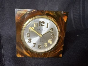 RARE Vintage MCM Lucite TORTISE SHELL Seth Thomas ALARM CLOCK Germany - Picture 1 of 8