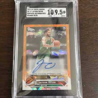 2023-24 Topps Chrome Sapphire Orange Jayson Tatum Celtics /25 SGC 9.5 w/ 10 AUTO - Image 1 of 2
