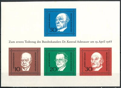 ALEMANIA CORREO ALEMÁN 1968 La edición conmemorativa de Konrad Adenauer Foto 1 de 2