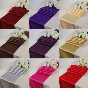 12"x 108"  Satin Table Runners Chair Wedding Party Table Decoration Rose Gold - Picture 1 of 22